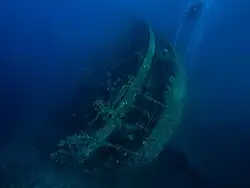 Stern view of the wreck