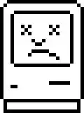 A small, rectangular icon depicting a computer with an Apple logo and a floppy-disk slot, similar to that of the Happy Mac. On the small square screen is a sad-face emoticon against a white background, with "X"s for the eyes, a frown, and a differently shaped nose. The icon indicates that the machine has failed to successfully boot on startup, in contrast to the Happy Mac icon, which displays a smiling emoticon. This icon was always displayed in black and white, and was usually displayed in a black background with a one or two line hexadecimal code underneath.