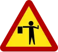 Flagman ahead