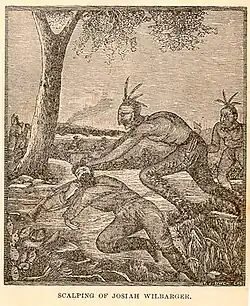 Josiah P. Wilbarger being scalped by Comanche Indians, 1833