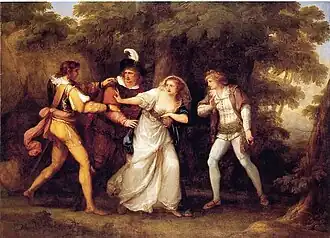 Valentine Rescues Silvia from The Two Gentlemen of Verona (1789), oil on canvas, 61 3/4 in. x 87 in. (156.8&nbsp;cm x 221&nbsp;cm), Davis Museum at Wellesley College, Massachusetts [33]