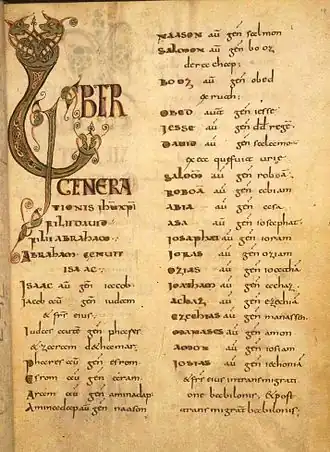 Carolingian version of Insular style—compare the "Liber generationis&nbsp;..." above.