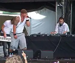 P-Money (right) performing with Scribe at the Big Day Out in 2007