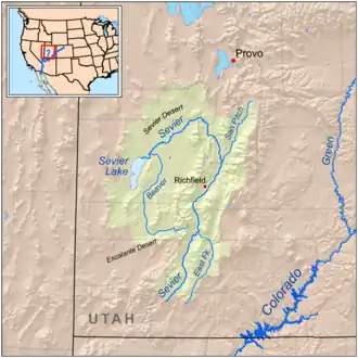 Sevier River watershed, (11,574&nbsp;sq&nbsp;mi (29,980&nbsp;km2))