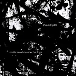 The album title written in simple white text on top of an obscure black design on top of a white background