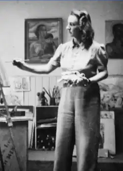 Hawkins, painting in London, c. 1944