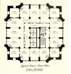 A typical floor plan in the tower section