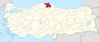 Location of the province within Turkey