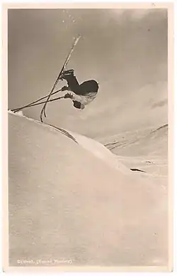 Ski pioneer Olle Rimfors performing the forerunner of today's front flips in Storlien 1931.