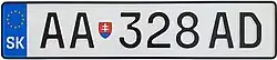 European vehicle registration plate, (Slovak version pictured)