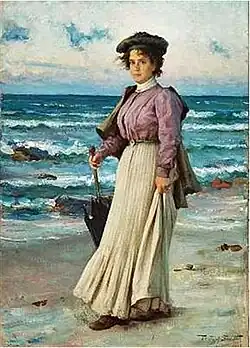 Young Woman Strolling on the Beach (1900)
