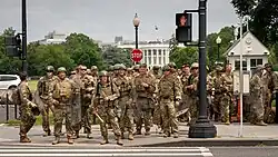 Utah National Guardsmen from the 19th SFG on riot control duty in front of the White House on June 3, 2020