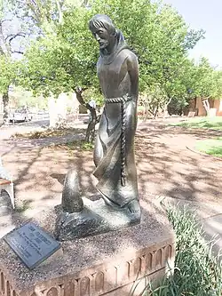 San Francisco de Asis bronze outside of Santa Fe City Hall