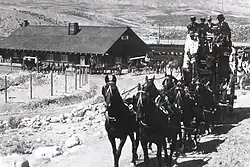 Stagecoaches en route to Mammoth, 1904