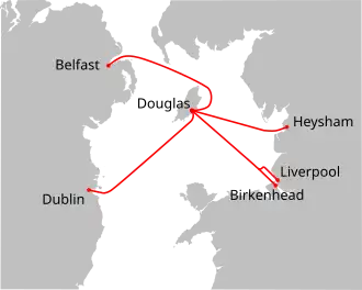Isle of Man Steam Packet route map