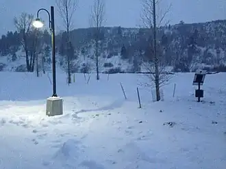 Solar pathway lighting in winter (Steamboat Springs, US).