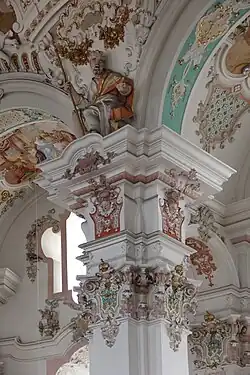 Rococo&nbsp;– Capitals in the Wallfahrtskirche Steinhausen&nbsp;[de], Steinhausen, Germany, by Dominikus Zimmermann, 1728–1733