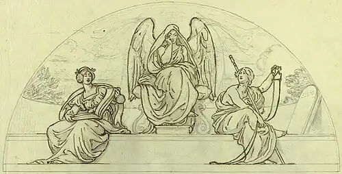 Drawing, Study for lunette, Justice Enthroned Between Law and Order (3rd or final version)