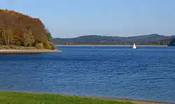 View of the dam from one of the campsites on the West bank
