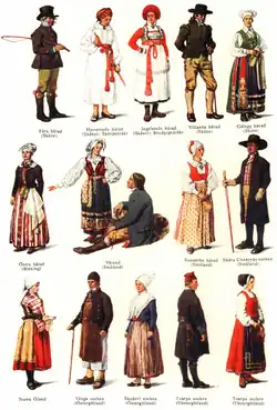 Image 3Traditional Swedish folk costumes according to Nordisk Familjebok (from Culture of Sweden)