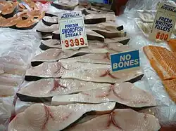 Swordfish steaks for sale at a market