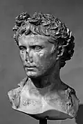 Augustus in the Villa Chiragan. This portrait is based on the Alcúdia and Prima Porta types but shows greater age[7]
