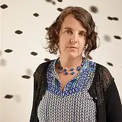 Tammy Rae Carland in her studio, Oakland CA, 2014.