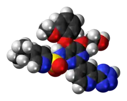 Space-filling model of the tezosentan molecule