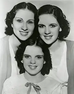 The Gumm Sisters, also known as the Garland Sisters, c. 1935: Top row: Mary Jane and Dorothy Virginia Gumm; bottom: Judy Garland