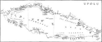 Ātua, comprising the eastern third of Upolu Island on map of 1924