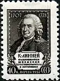 Linnaeus on a 1957 postage stamp from the Soviet Union