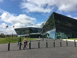 A close-up view of the building