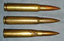 13.2&nbsp;mm cartridges top to bottom: 13.2×99mm Hotchkiss Long 13.2×96mm Hotchkiss Short 13.2×92mmSR Mauser TuF