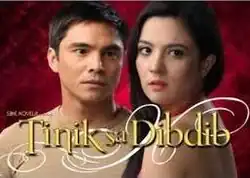 An image of Marvin Agustin and Sunshine Dizon, over a red background. The series title is displayed on the lower part of the image. The text "Sine Novela Presents" is written above the series title.