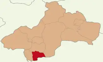 Map showing Yeşilyurt District in Tokat Province