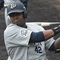 Blanco with the Orix Buffaloes at the Hanshin Naruohama Baseball Ground