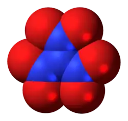 Space-filling model of trinitramide