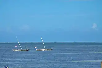 Trimarans in the lagoon at Nyali.
