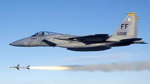A USAF F-15C fires an AIM-7 Sparrow