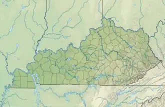 Map showing the location of Mammoth Cave National Park