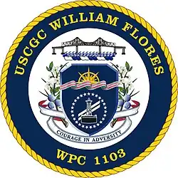 Cutter's coat of arms with symbolism honoring SA Flores