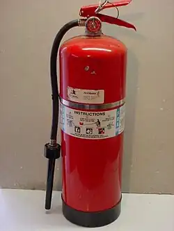A 2.5&nbsp;US&nbsp;gal (9.5&nbsp;L) USCG-approved 2+1⁄2-gallon AFFF foam fire extinguisher