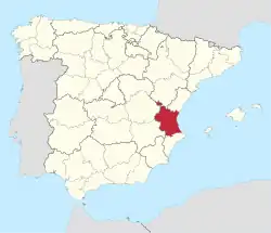 Map of Spain with Province of Valencia highlighted