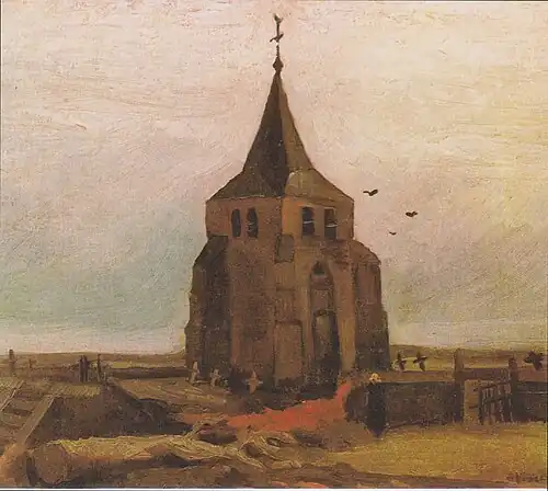 Old Church Tower at Nuenen, May 1884, oil on canvas on panel, Foundation E.G. Bührle Collection, Zürich (F88, JH490)