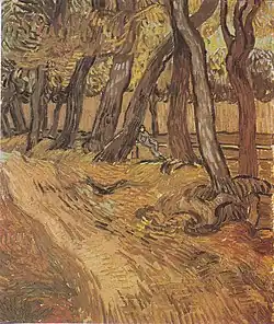 Path in Pine Trees with Figure in the Garden of Saint-Paul Hospital 1889 Kröller-Müller Museum, Otterlo, Netherlands (F733)