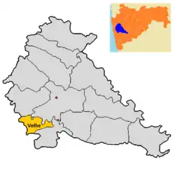 Location of Velhe in Pune district in Maharashtra
