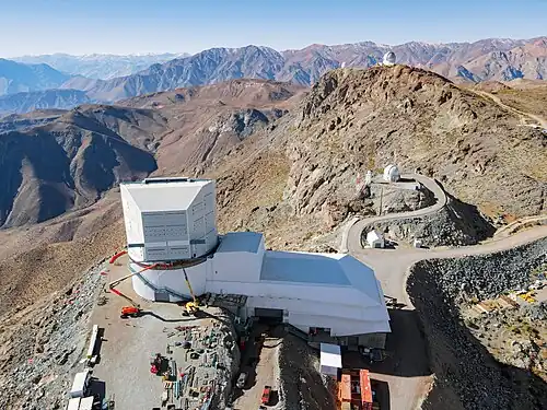 Vera C. Rubin Observatory, showing the access road atop Cerro Pachón