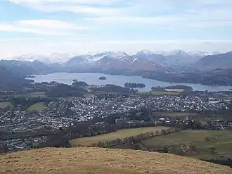 Keswick and Derwent Water seen from Latrigg summit.