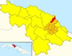 Sagua la Chica (red) in Camajuaní (orange) in Villa Clara (yellow)