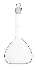 Volumetric flask—for preparing liquids with volumes of high precision. It is a flask with an approximately pear-shaped body and a long neck with a circumferential fill line.